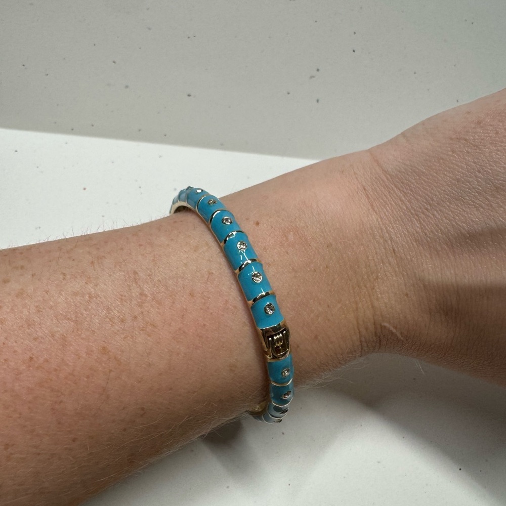 Sequin Brand Enamel Turquoise and Gold Bangle Bracelet